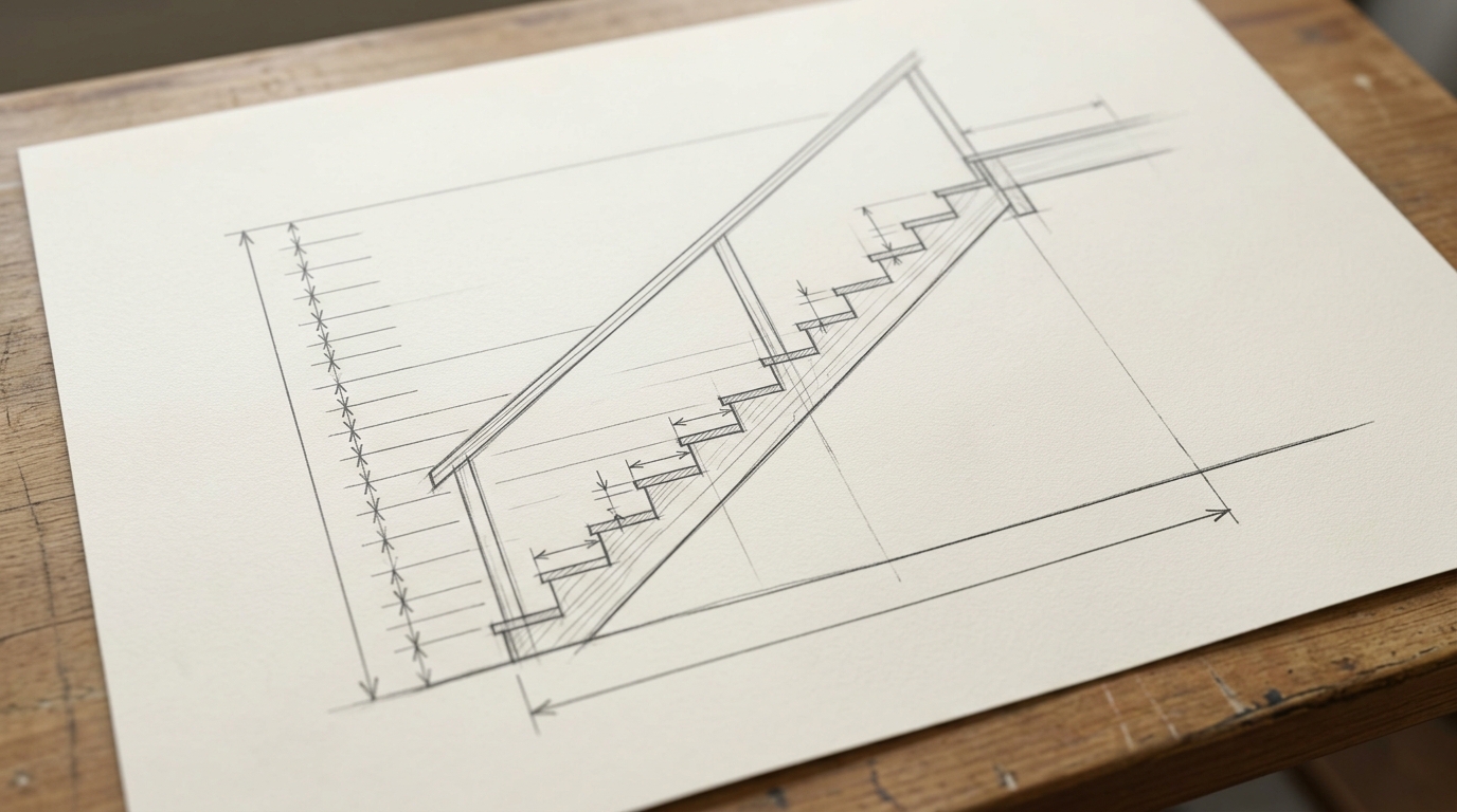 Bemaßte Konstruktionsskizze einer geraden Treppe für 272 cm Geschosshöhe mit 16 Steigungen à 17 cm, 15 Auftritten à 29 c